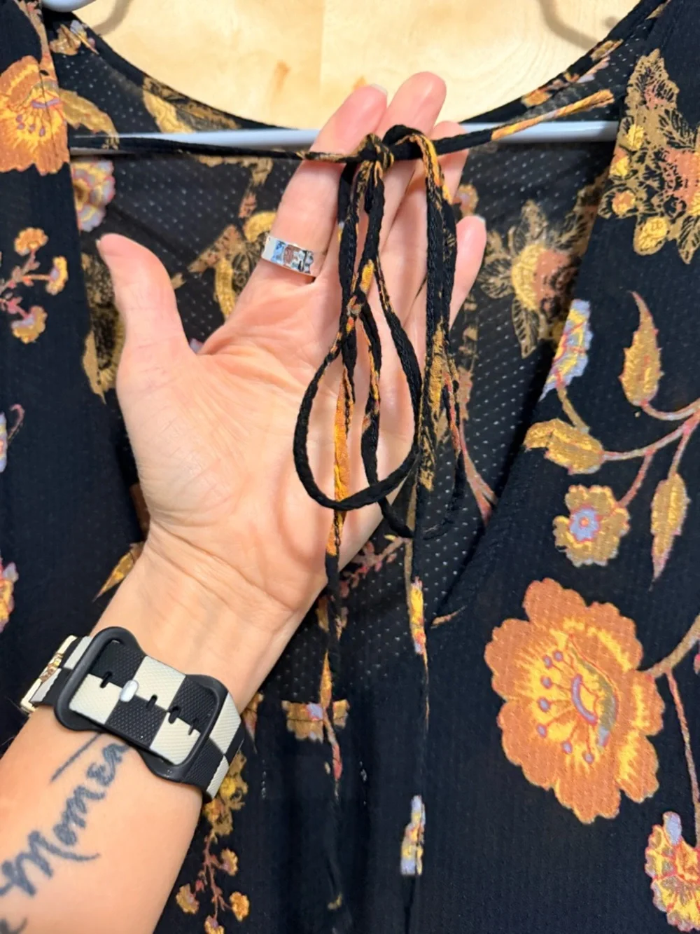 Free People Black Floral Sleeveless Dress size small - great condition - Picture 3 of 6